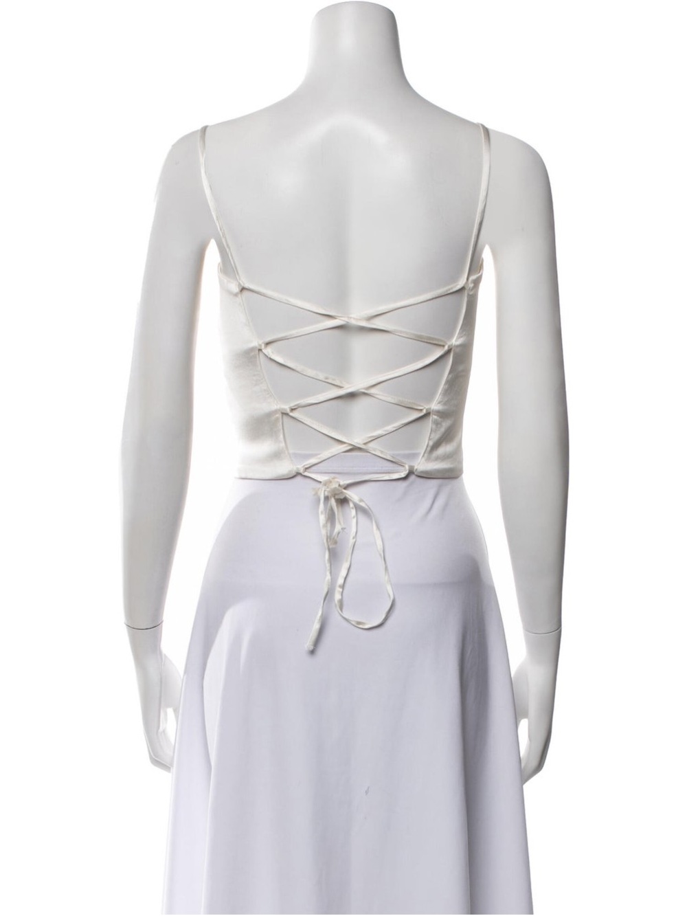 Gauge81 Ivory Satin Lace-Up Back Crop Top